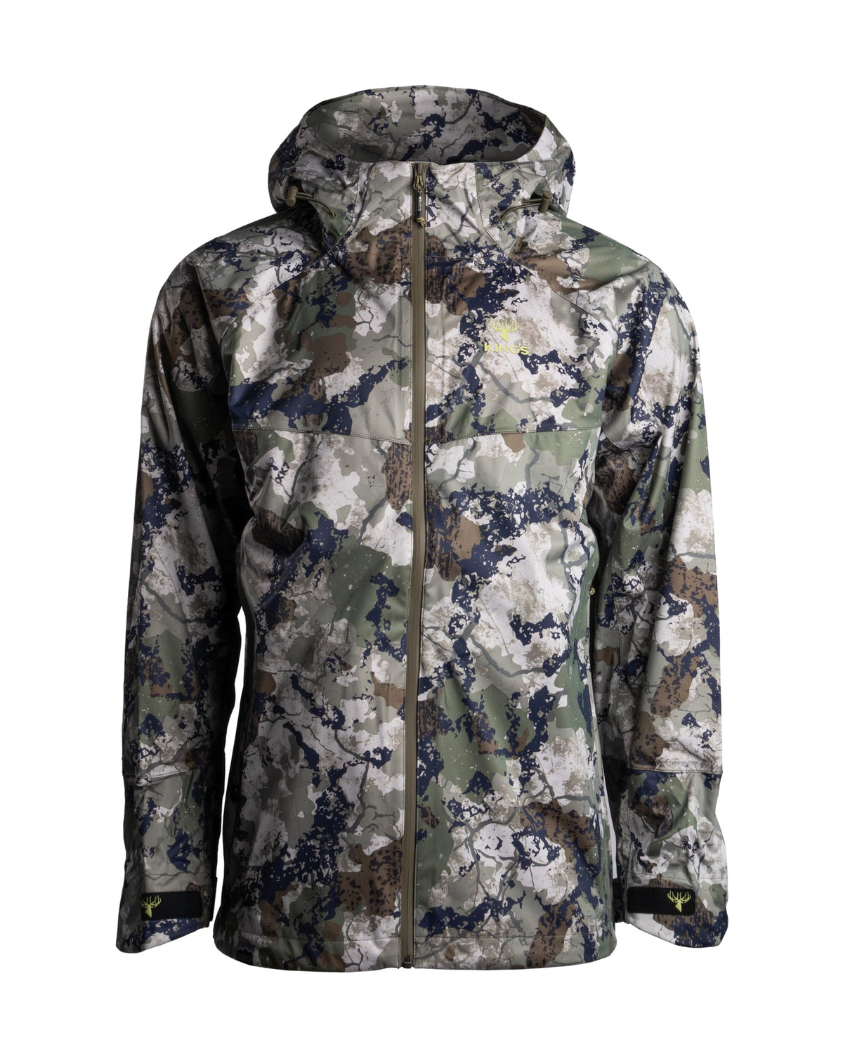 King's Camo XKG Windstorm Rain Jacket front view showing waterproof shell for rainy hunts.