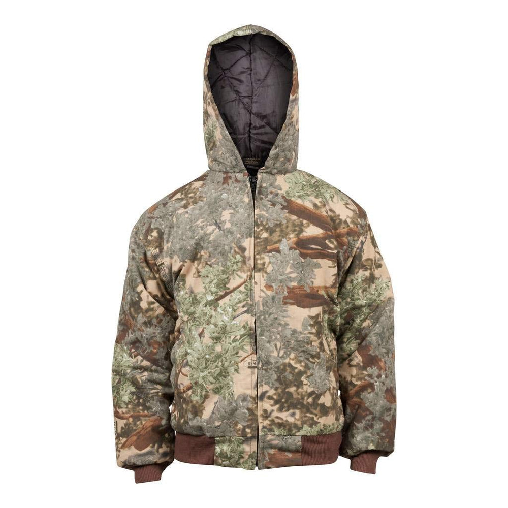 King's Camo Youth Insulated Hooded Jacket Desert Shadow camo keeps kids hidden during outdoor hunts.