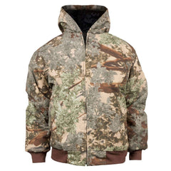 King's Camo Youth Insulated Hooded Jacket in Desert Shadow, front view highlights warmth and camouflage