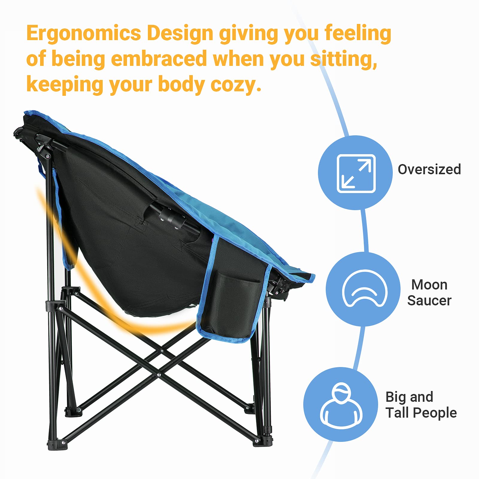 KingCamp Oversized Saucer Chair folded in carry bag for portable transport