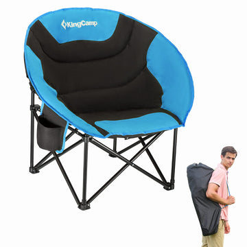 KingCamp Oversized Saucer Chair front view showing roomy seating for tall users
