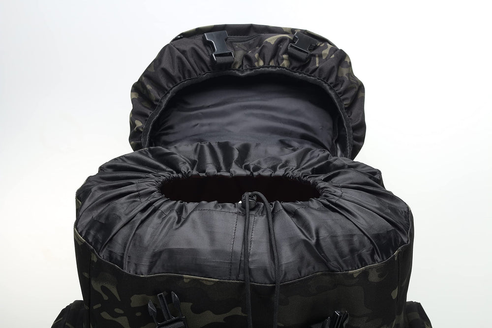 King'sGuard 100L backpack in camping use demonstrates rugged practicality and capacity.