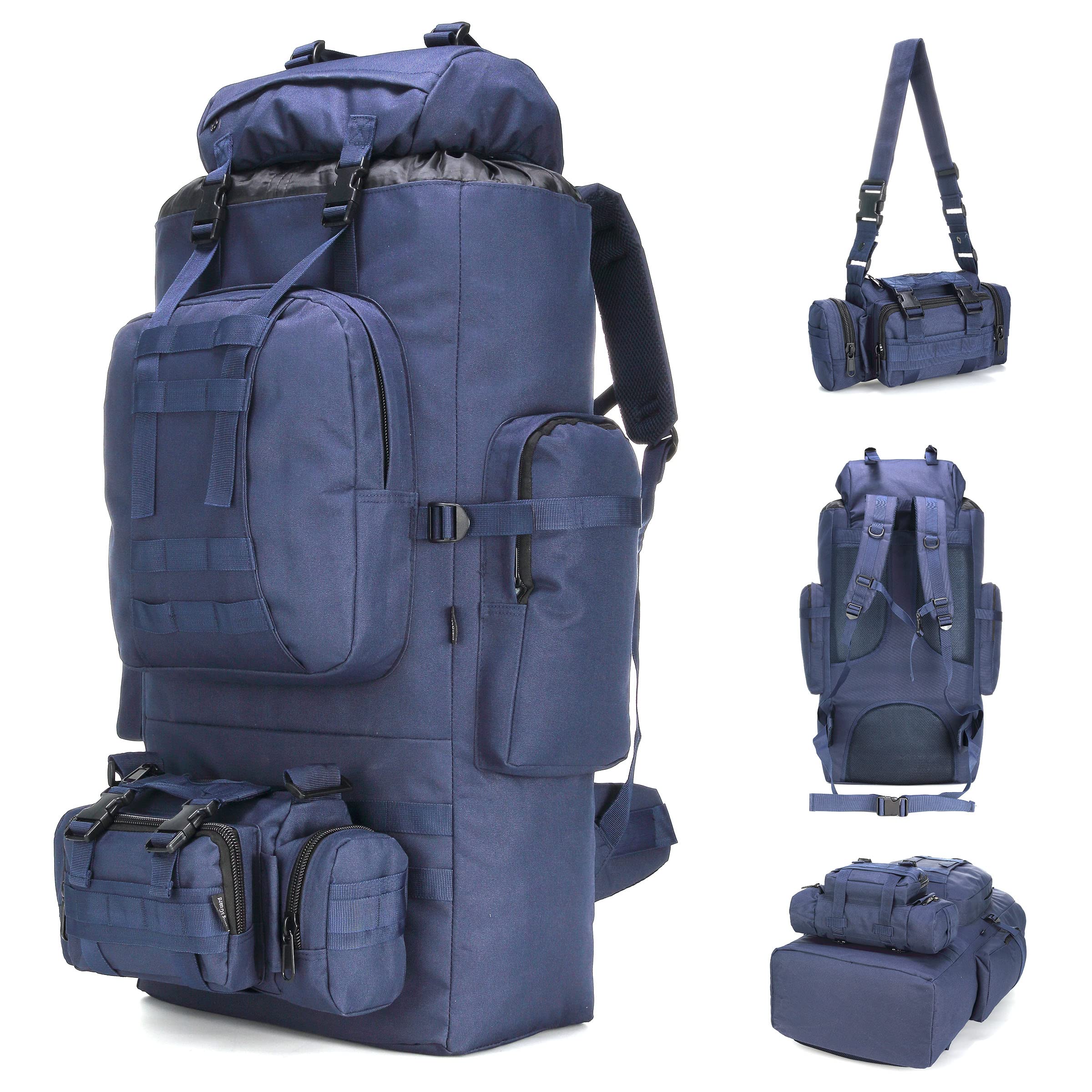 King'sGuard 100L backpack main-compartment holds clothes, tents, and sleeping bags for large trips.