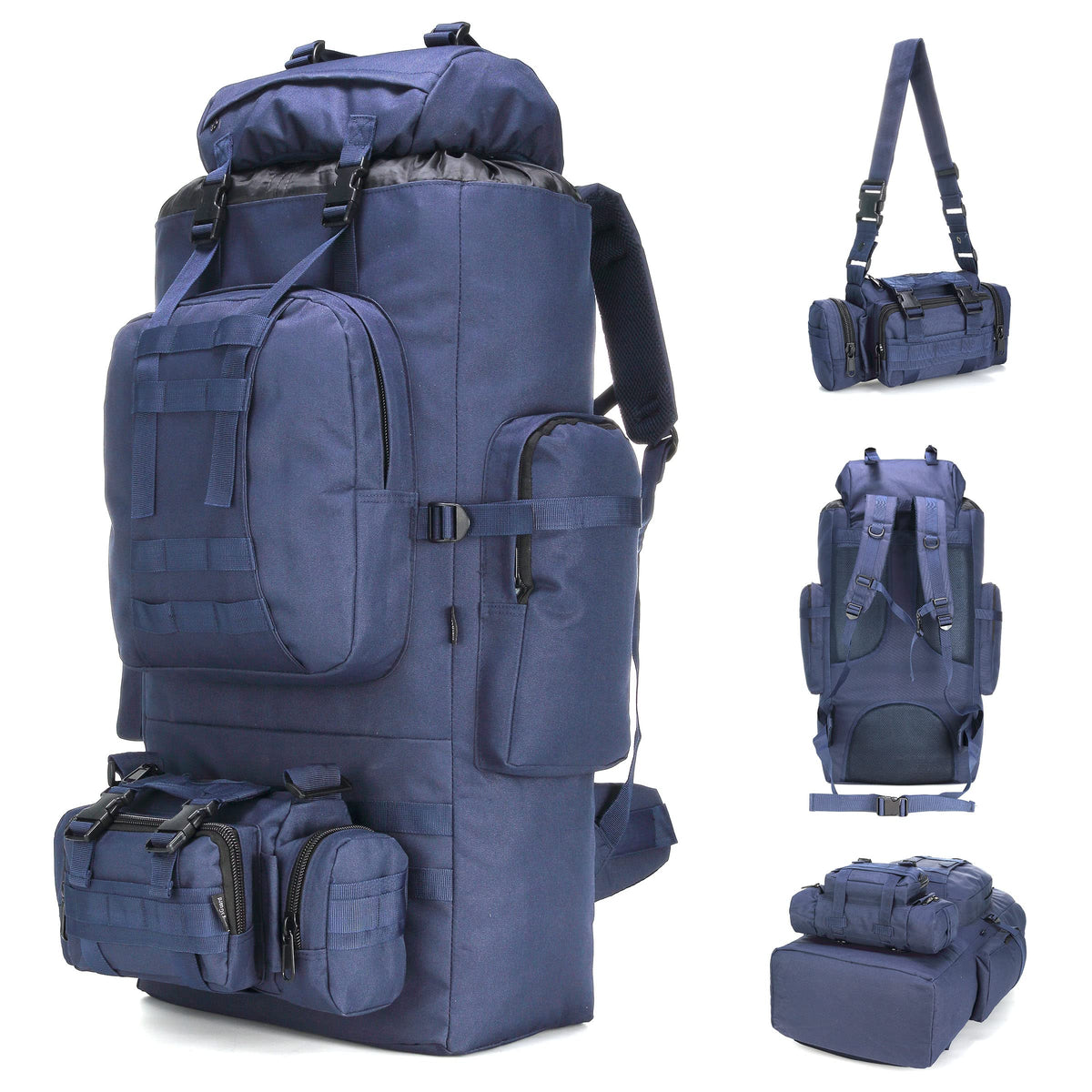 King'sGuard 100L backpack main-compartment holds clothes, tents, and sleeping bags for large trips.