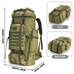 King'sGuard 70L backpack external pockets organize gear and daily essentials during hikes.