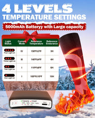 Kinlaner heated socks show toe and sole heating for quick warmth on hikes.