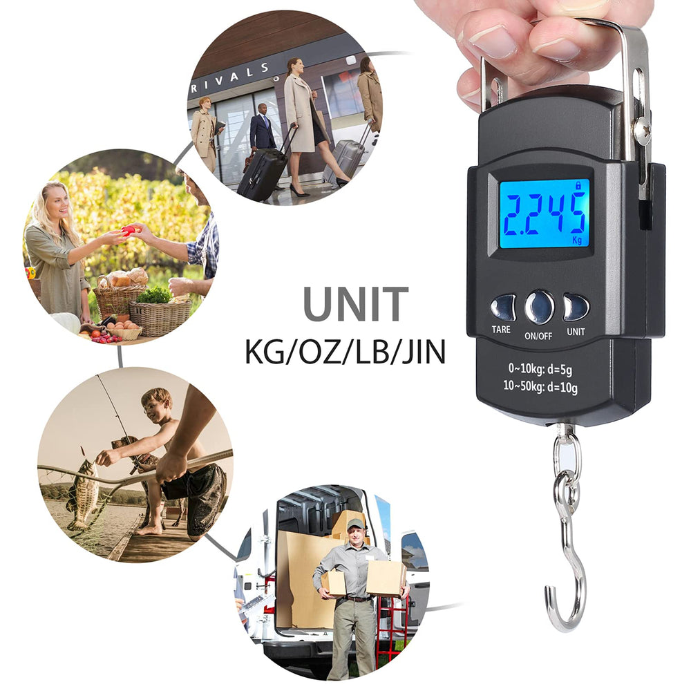 Built-in tape measure on Kinstecks digital scale showing cm and ft