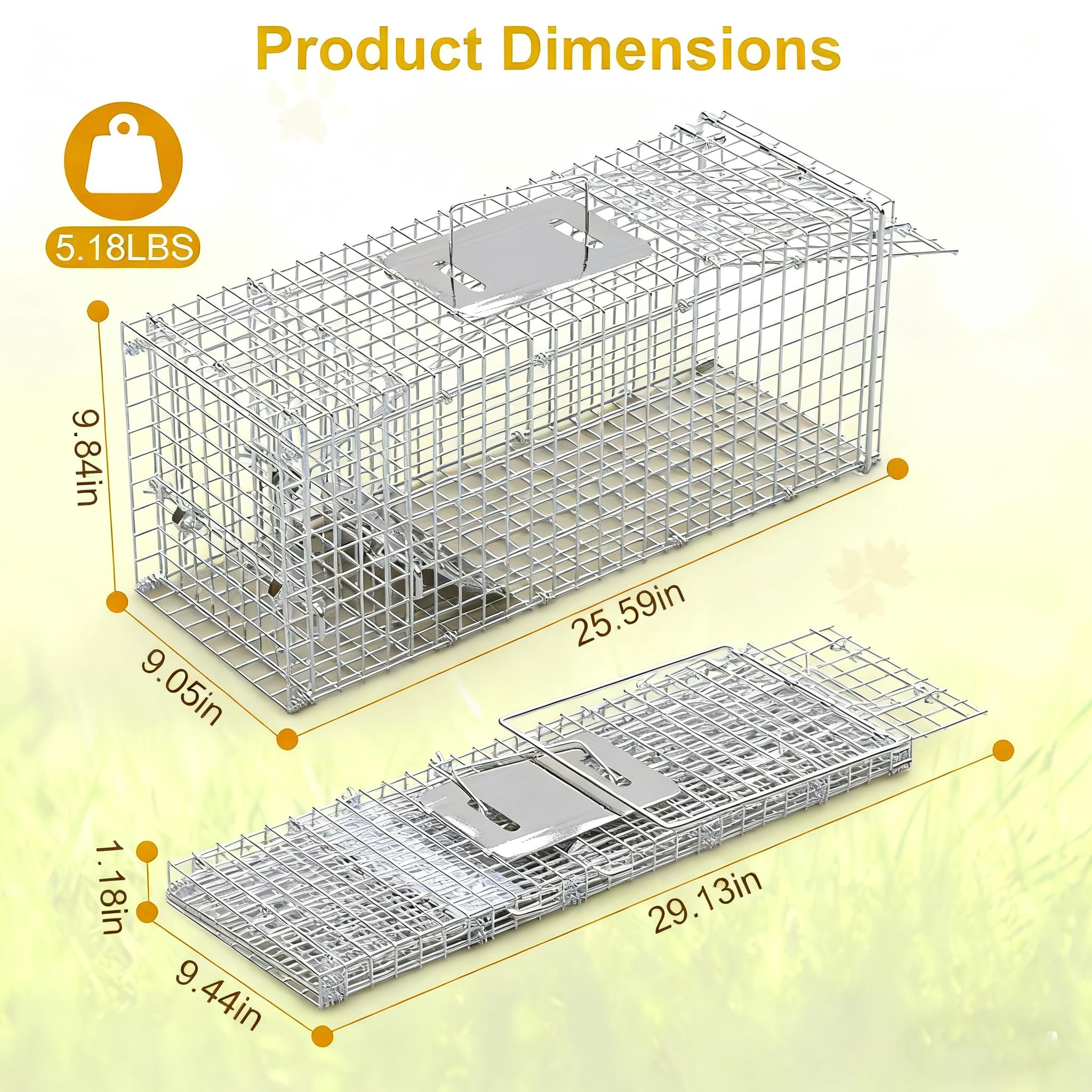 KinWarmth trap cage side view shows foldable design for storage