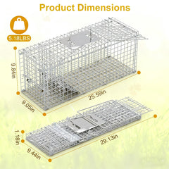 KinWarmth trap cage side view shows foldable design for storage