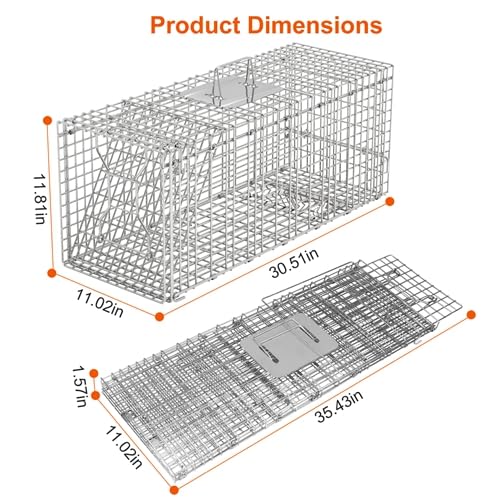 KinWarmth Trap Cage rear door release illustrates safe release option after capture.