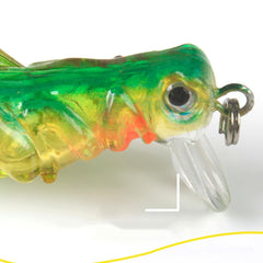 Kisangel mini crankbait lures close-up showing realistic cricket-grasshopper design