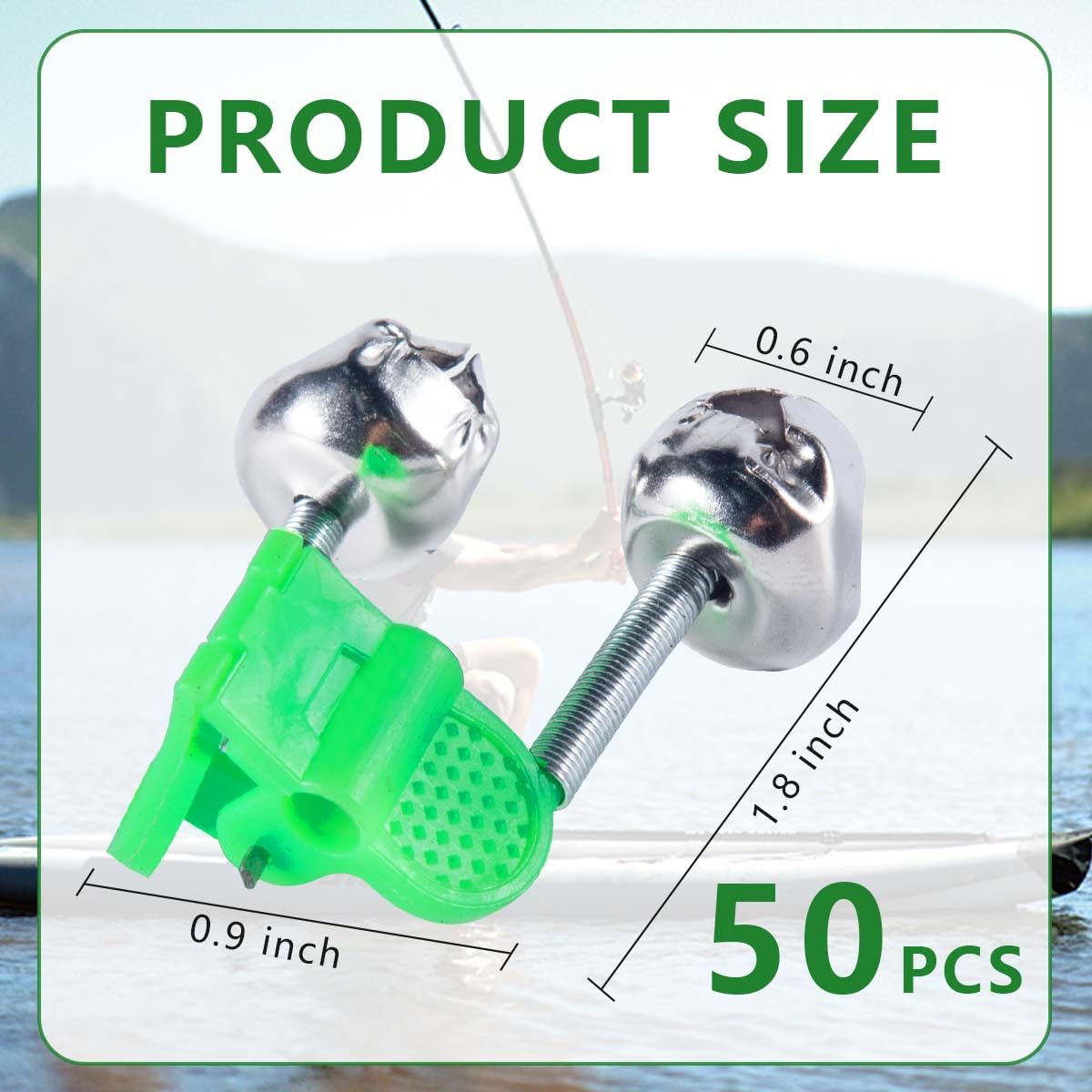 Close-up of dual alert bells on a fishing rod