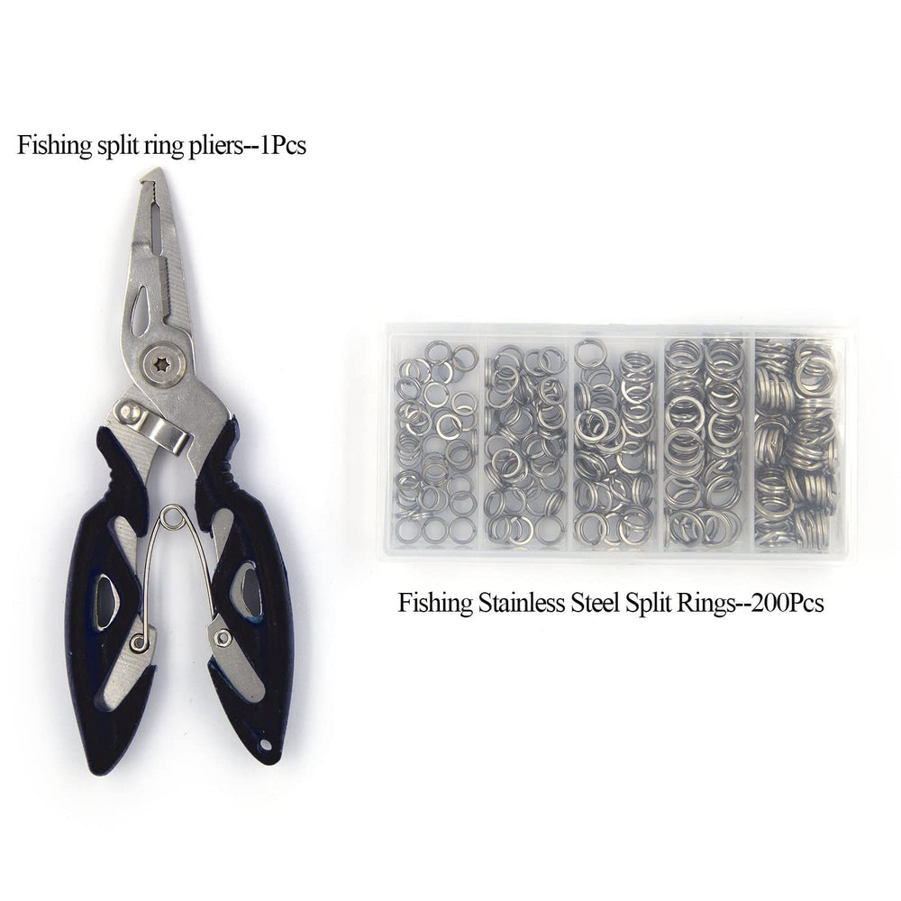 Fishing tackle kit packaged in a plastic box