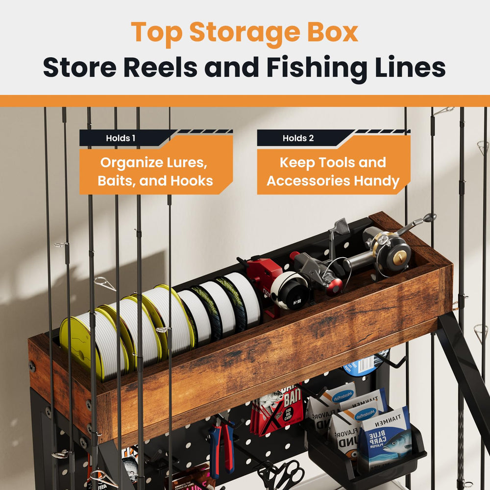 KITIVIALA all-in-one fishing gear organizer consolidates gear for garage or workshop use.