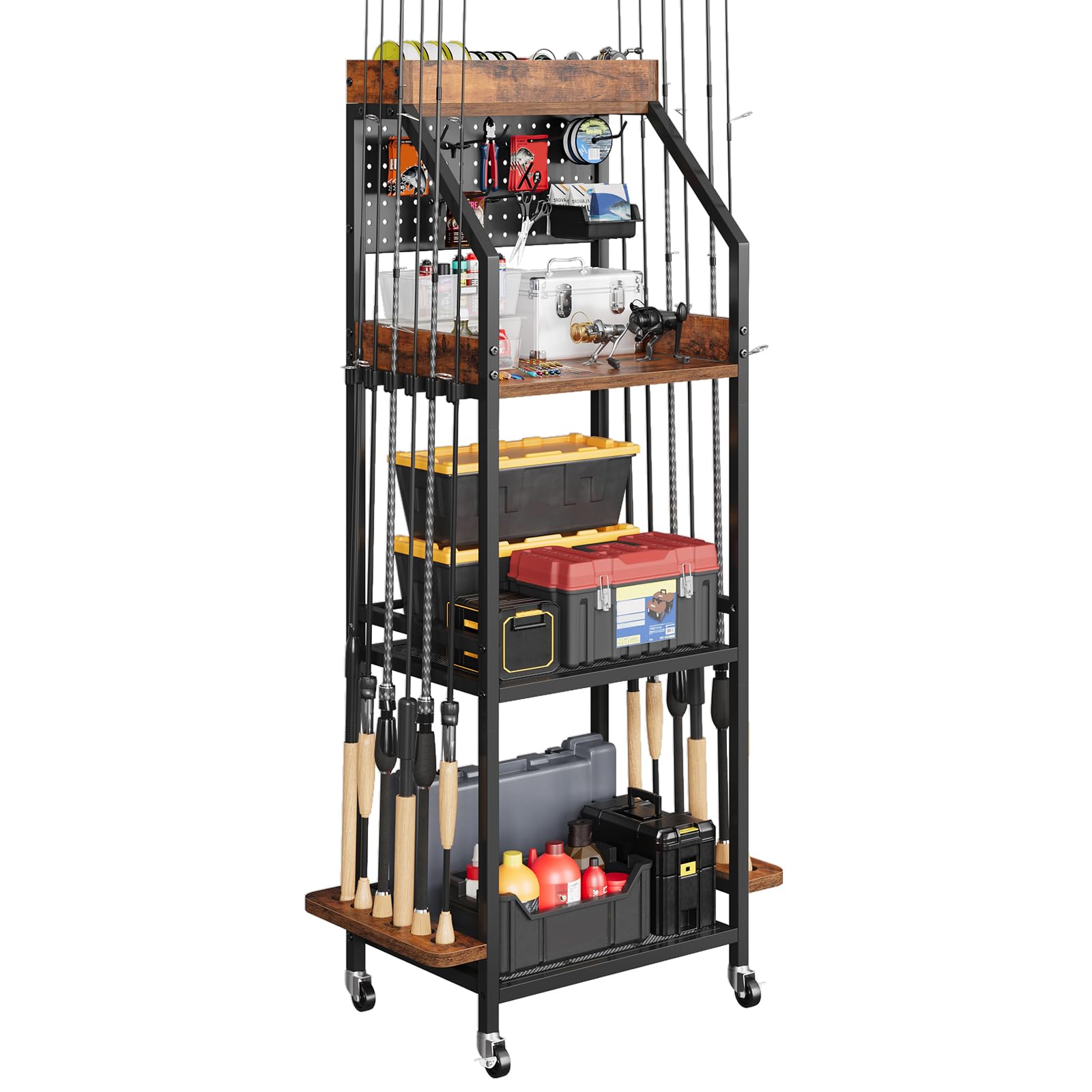 KITIVIALA rod rack top box keeps essential tackle neatly organized for quick setup.