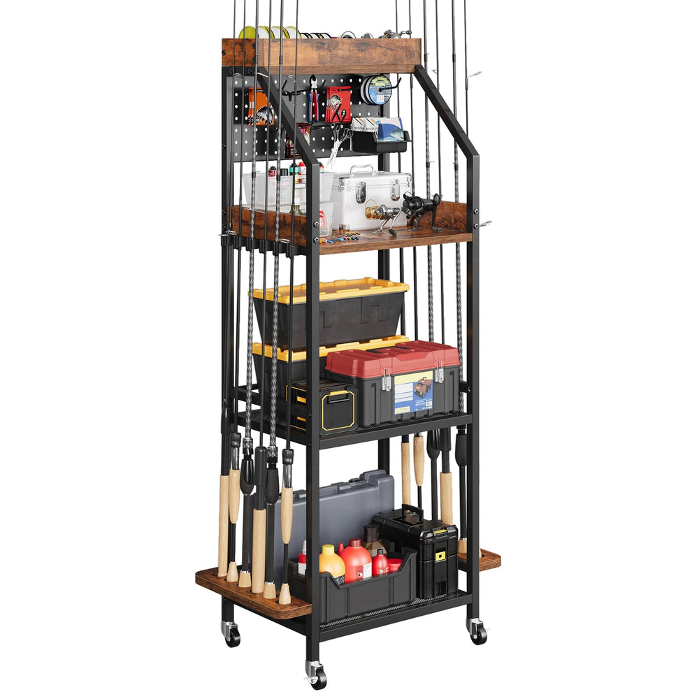 KITIVIALA rod rack top box keeps essential tackle neatly organized for quick setup.