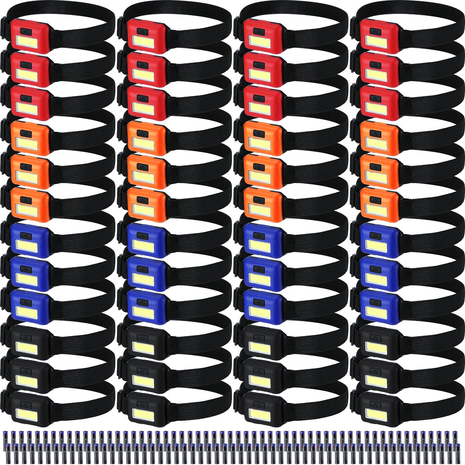 Kittmip LED headlamp 48-pack packaging shows four colors for versatile gifting.
