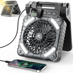 KITWLEMEN Solar Camping Fan folded-compact for easy backpacking cooling.
