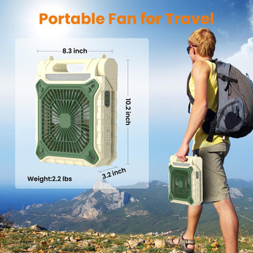 KITWLEMEN solar panel and fan setup demonstrates self-powered cooling during outdoor adventures