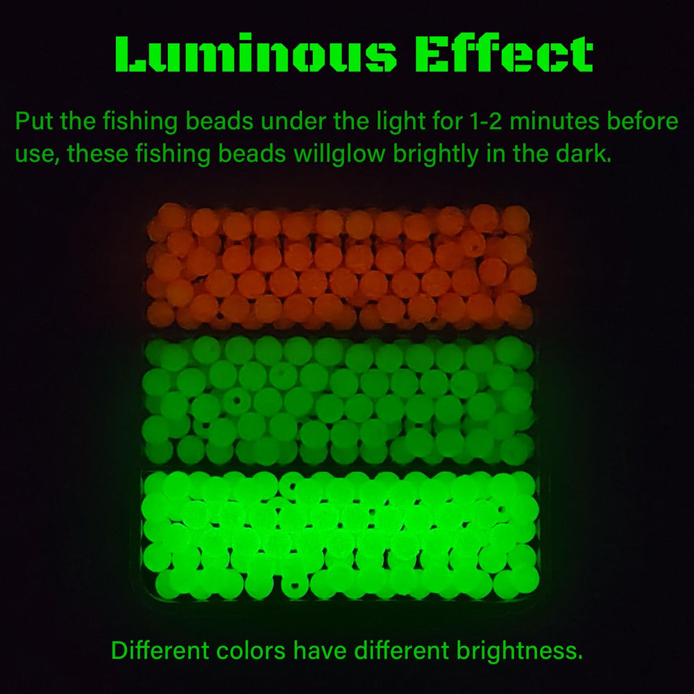 KJEIM 6mm glow beads pack in red, green, and light white