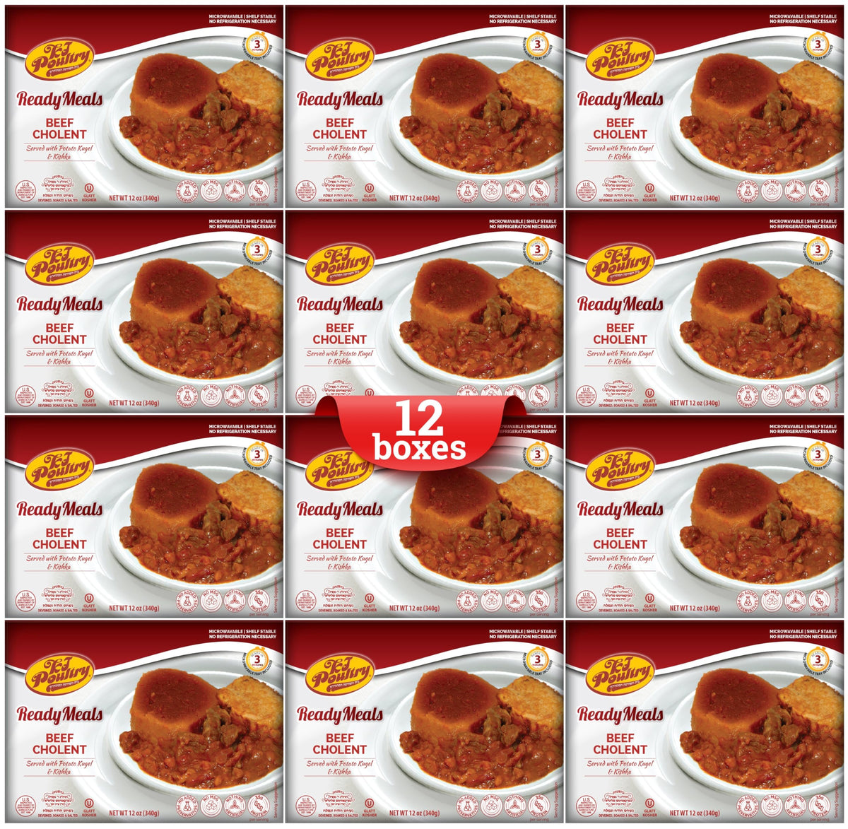 KJ Poultry Beef Chulent Kugel Pack — ready-to-eat Shabbos meal