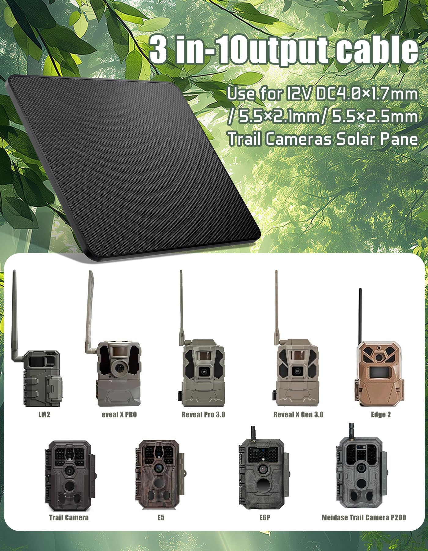 KJK 6W solar panel with 3-meter cable offers flexible sun exposure.
