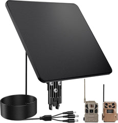 KJK 6W trail camera solar panel front view powering outdoor monitoring with compact reliability.