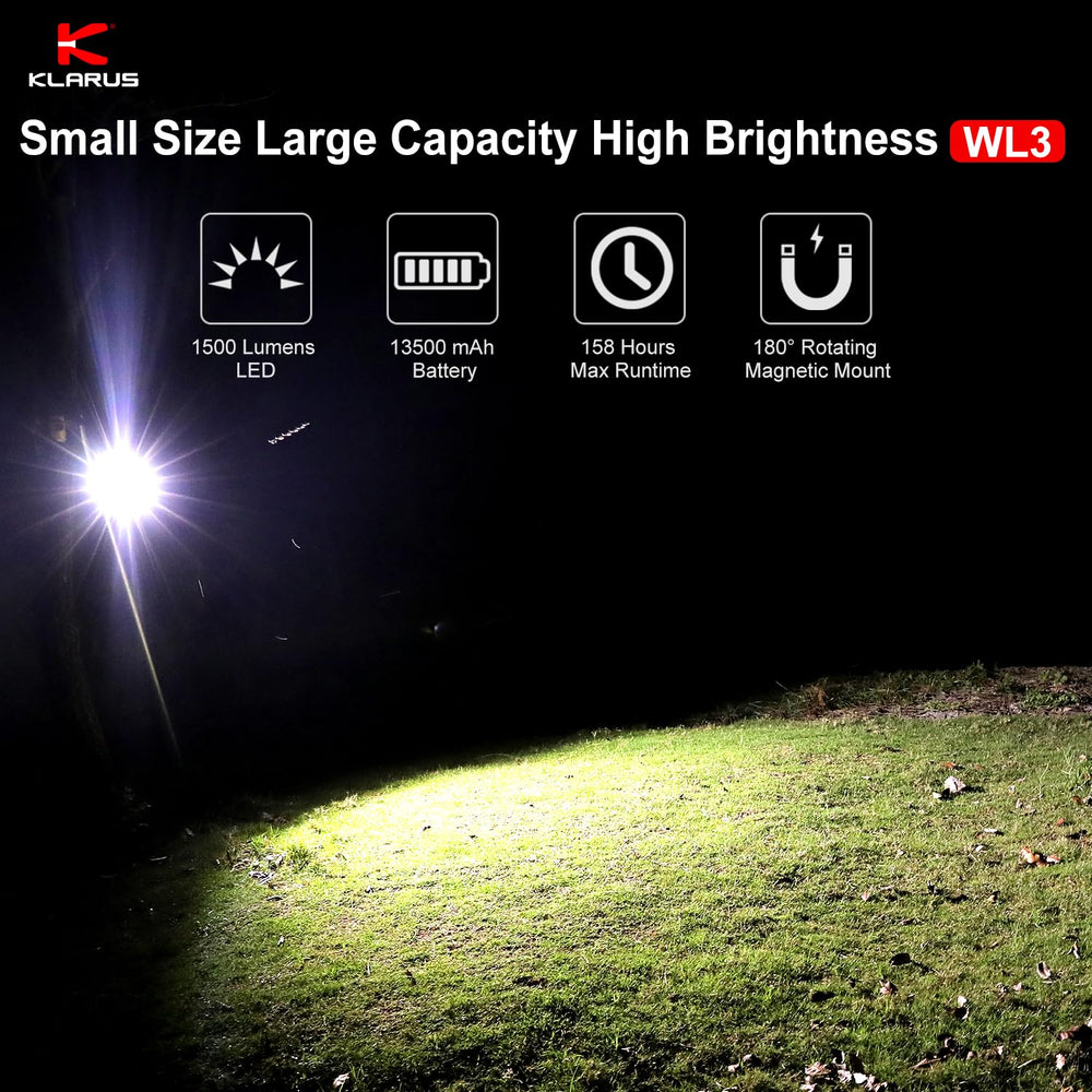 Klarus WL3 shows its 180deg rotation for directing light precisely.
