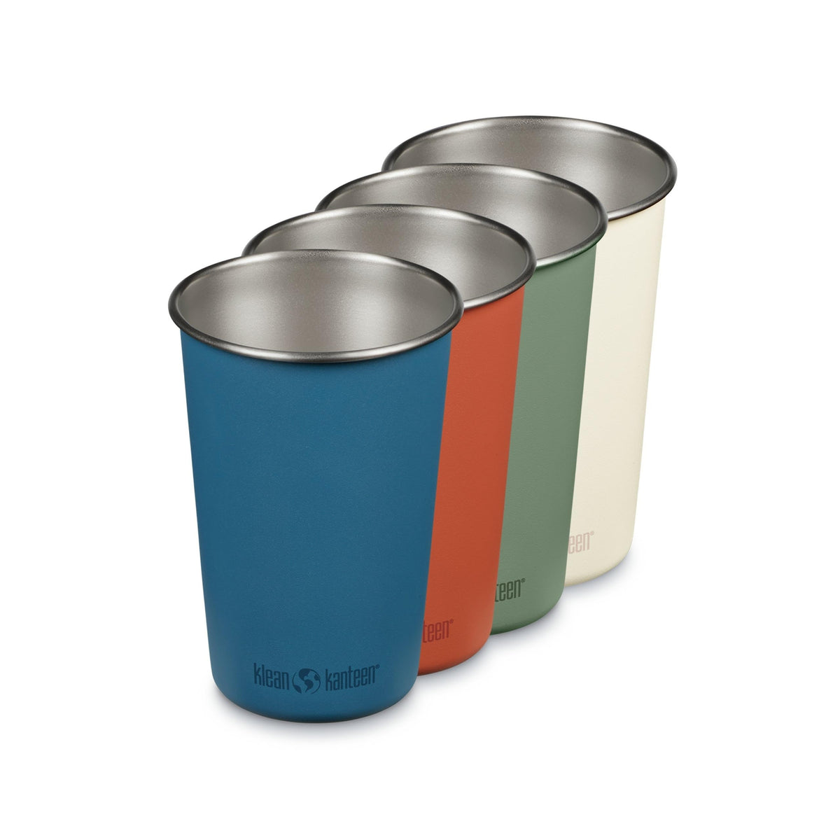 Klean Kanteen 16oz stainless steel cup stackable set ideal for camping and travel.
