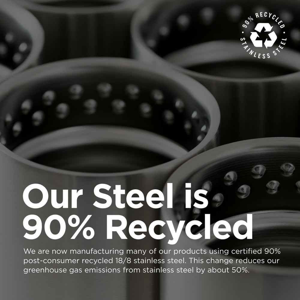 Klean Kanteen 90% recycled steel cup set for durable, eco-friendly reuse.