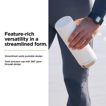 Klean Kanteen TKPro insulated bottle with open cap for easy cleaning.
