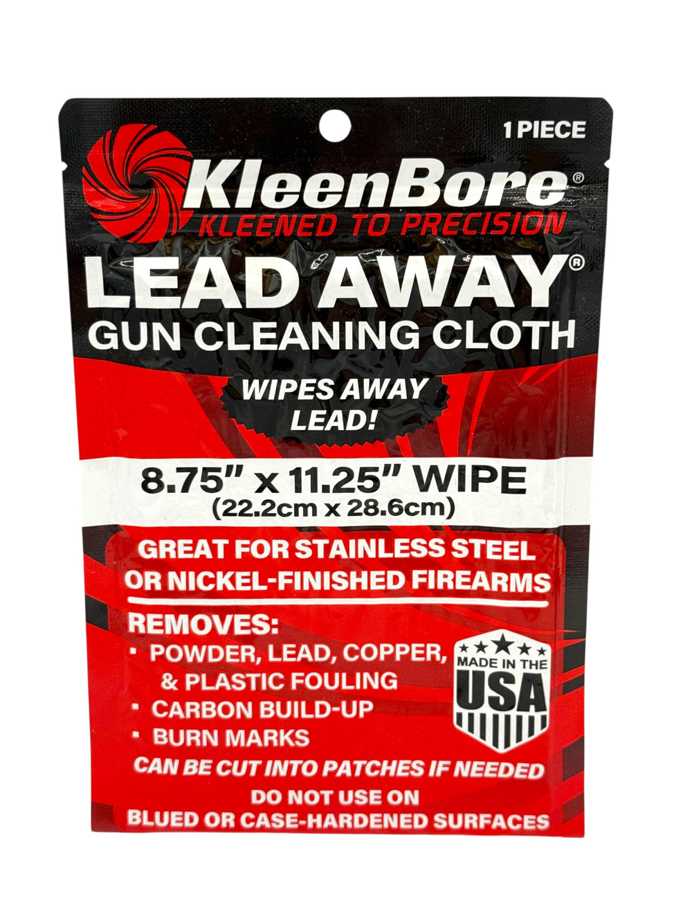 KleenBore Lead Away Gun Cloth removing lead and carbon from gun cylinders