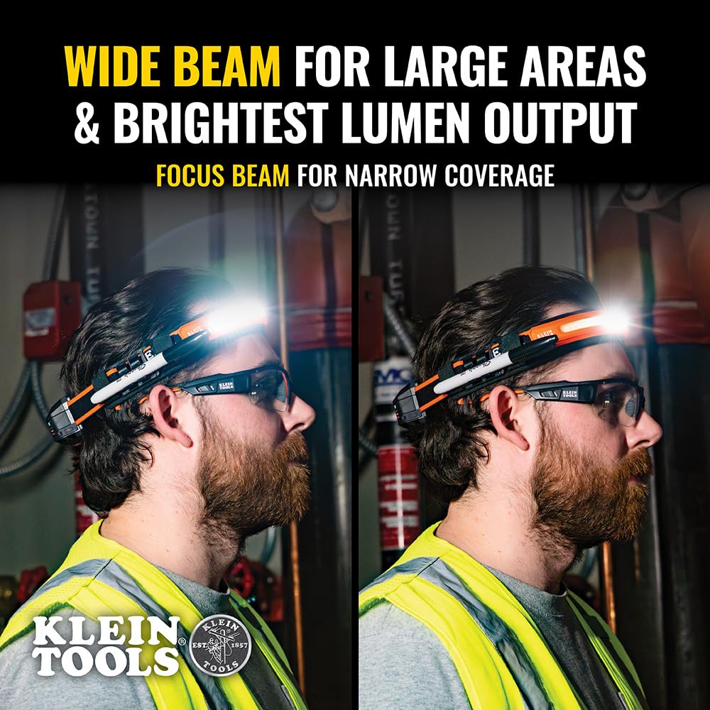 Klein Tools 56308 headlamp Focus mode for precise, focused beam on detail work.