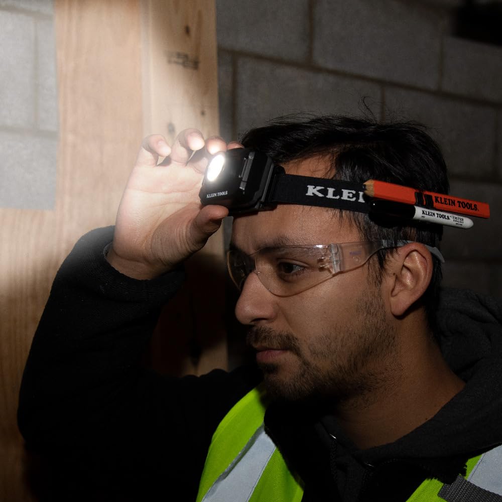 Klein Tools 56414 headlamp red strobe for safety signaling in low light.