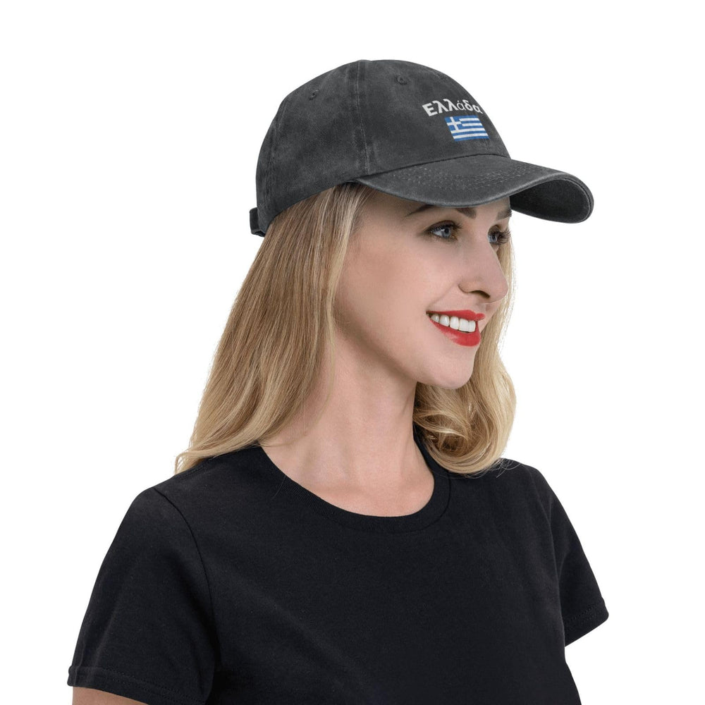 KLIUXBF Greek flag cap pairs with casual tees for everyday wear.