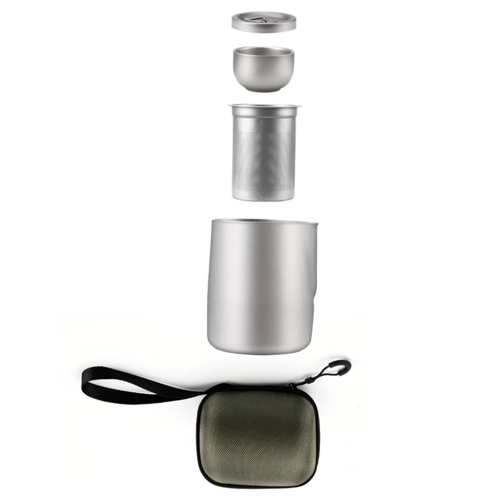 KLKCMS Titanium Tea Set cups ready for sharing on trips