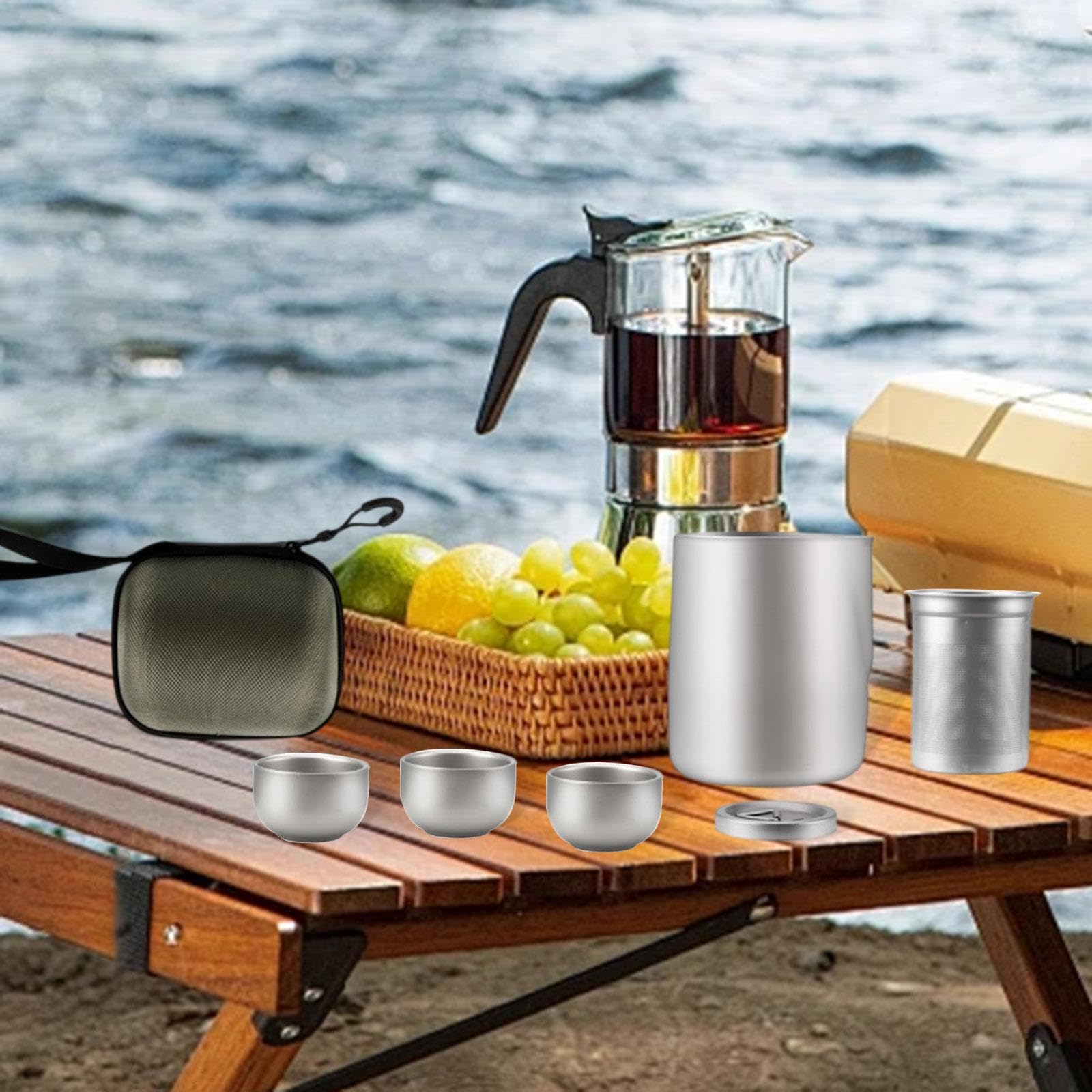 KLKCMS Titanium Tea Set filtration with efficient filtration for clean pours