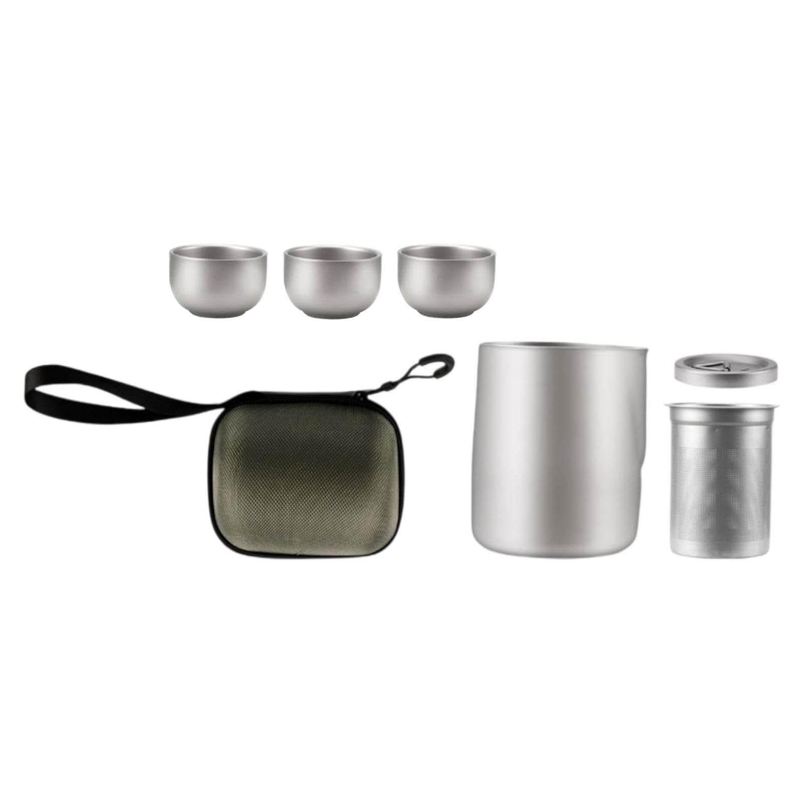 KLKCMS Titanium Tea Set teapot for travel, compact and easy to carry