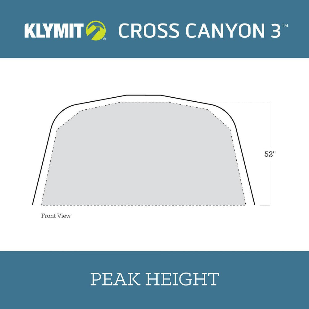 Klymit Cross Canyon 3-Person floor area supports roomy sleeping space.