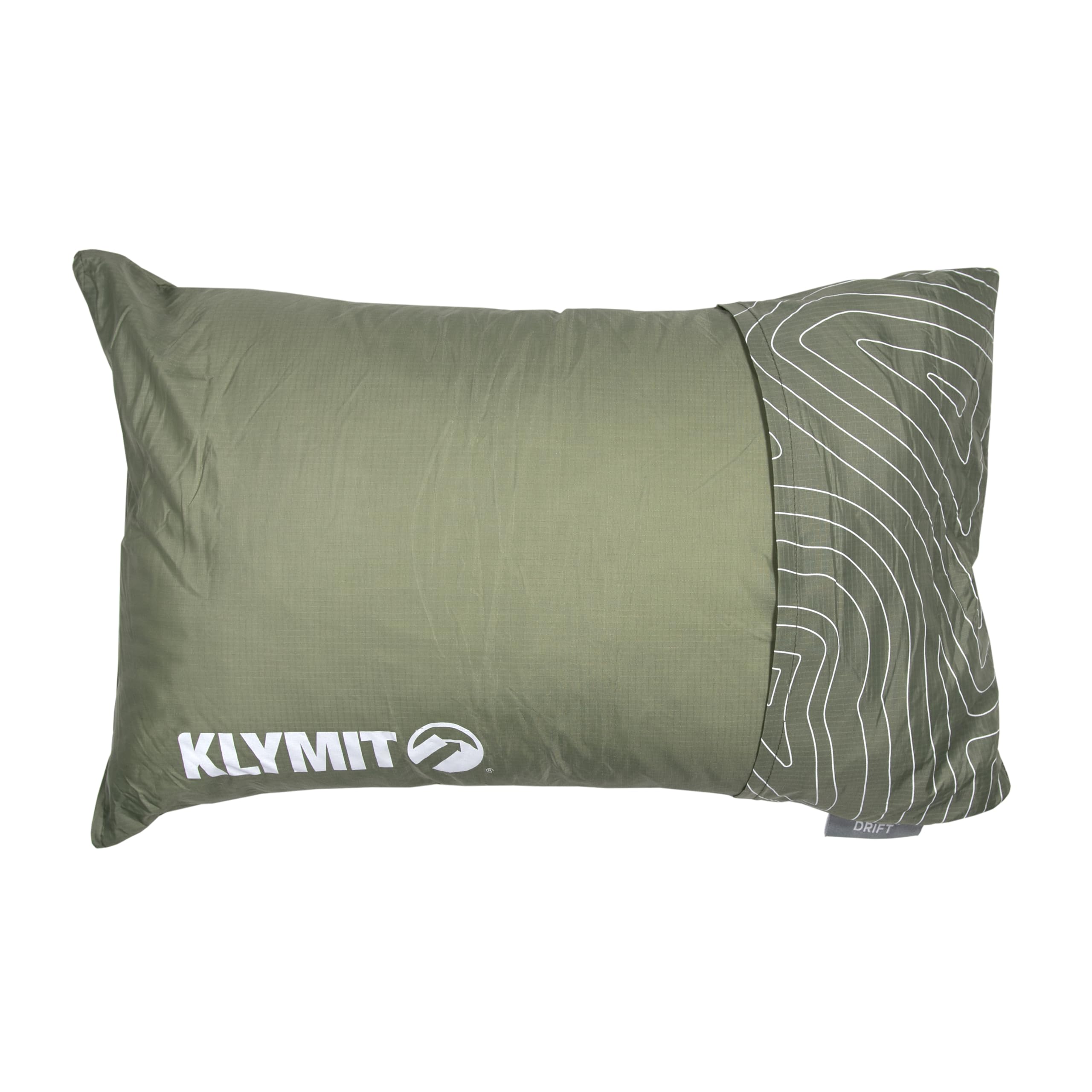 Klymit Drift camping pillow with a waterproof shell for durable outdoor comfort.