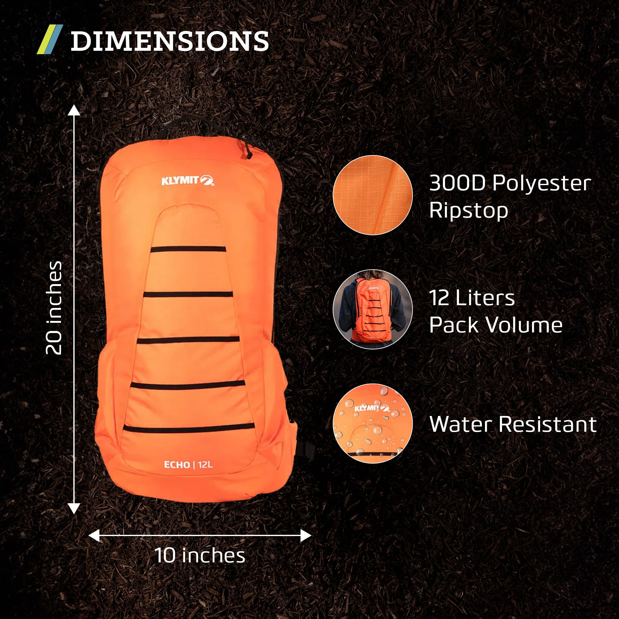 KLYMIT Echo 12L interior view with 3L bladder ready to sip