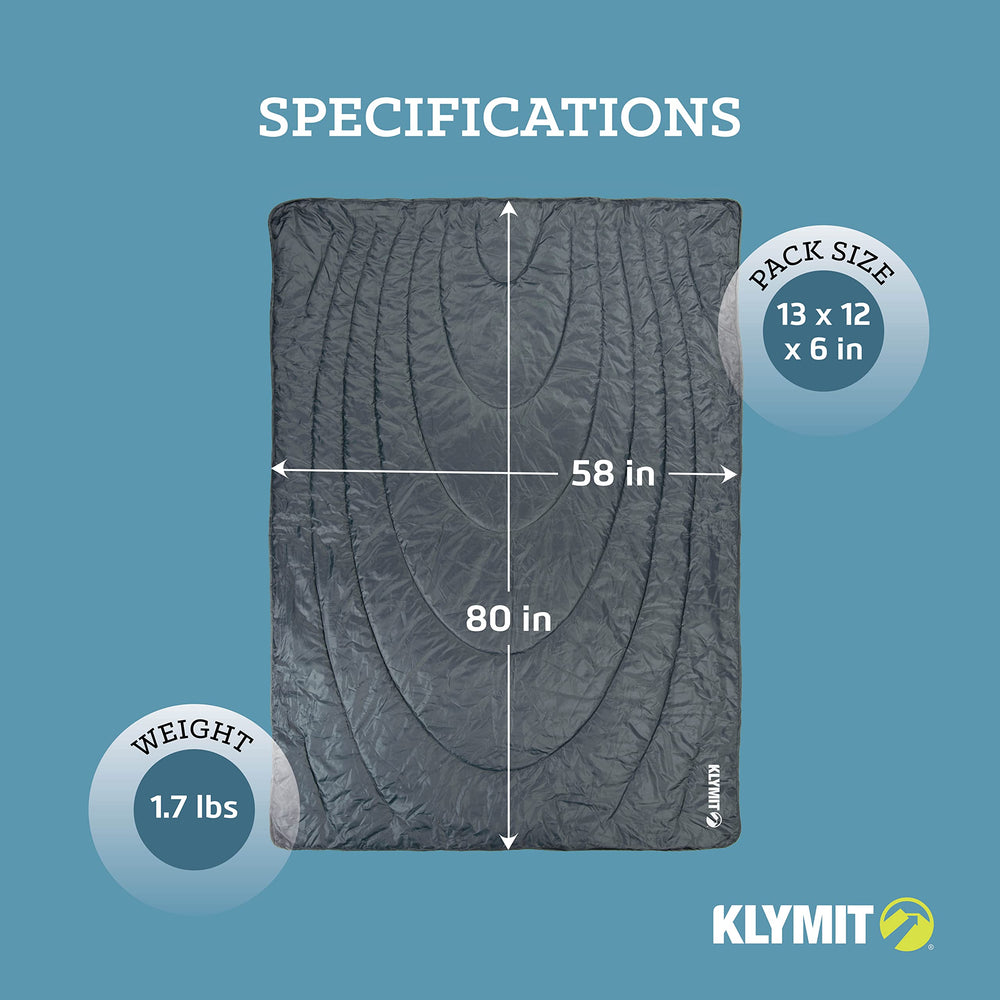 Klymit Horizon Travel Blanket folds into a pillow sleeve for travel comfort
