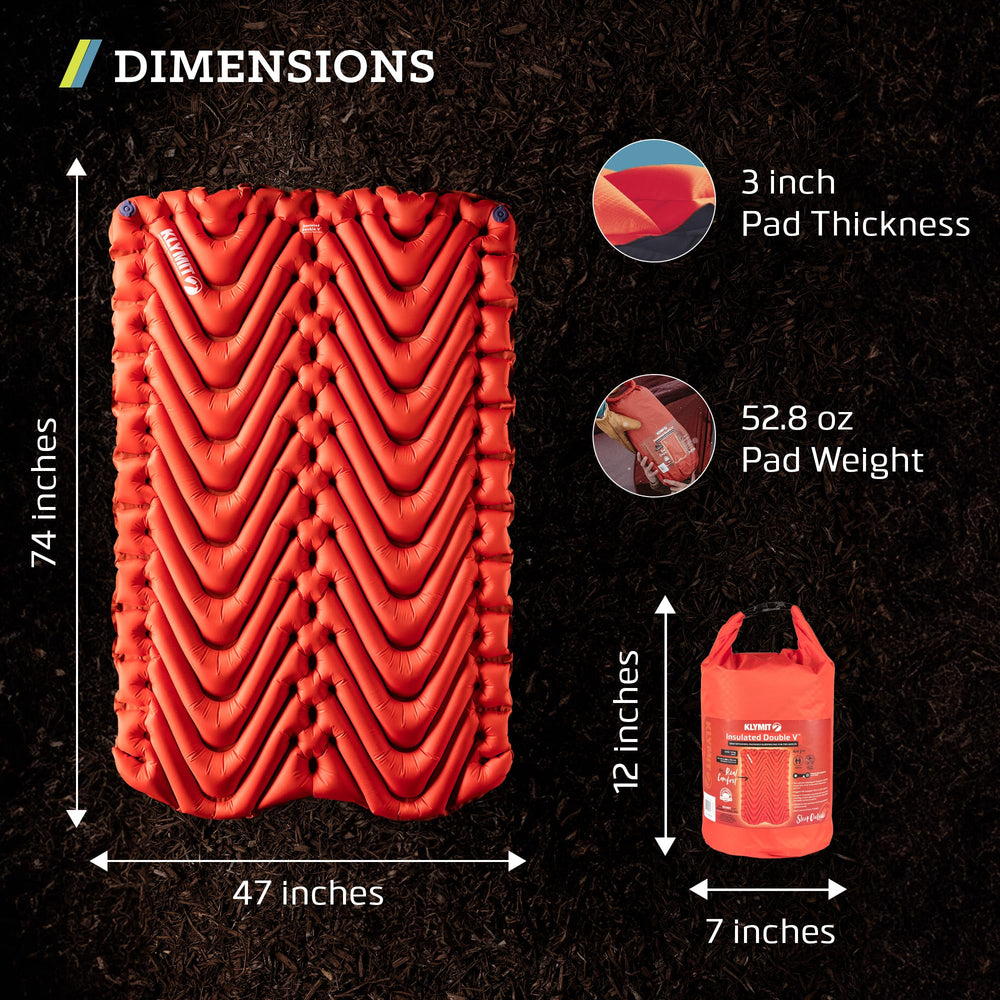 KLYMIT Insulated Double V side view shows dual chambers and comfort.