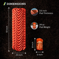 Klymit Insulated Static V sleeping pad orange valve for quick inflation