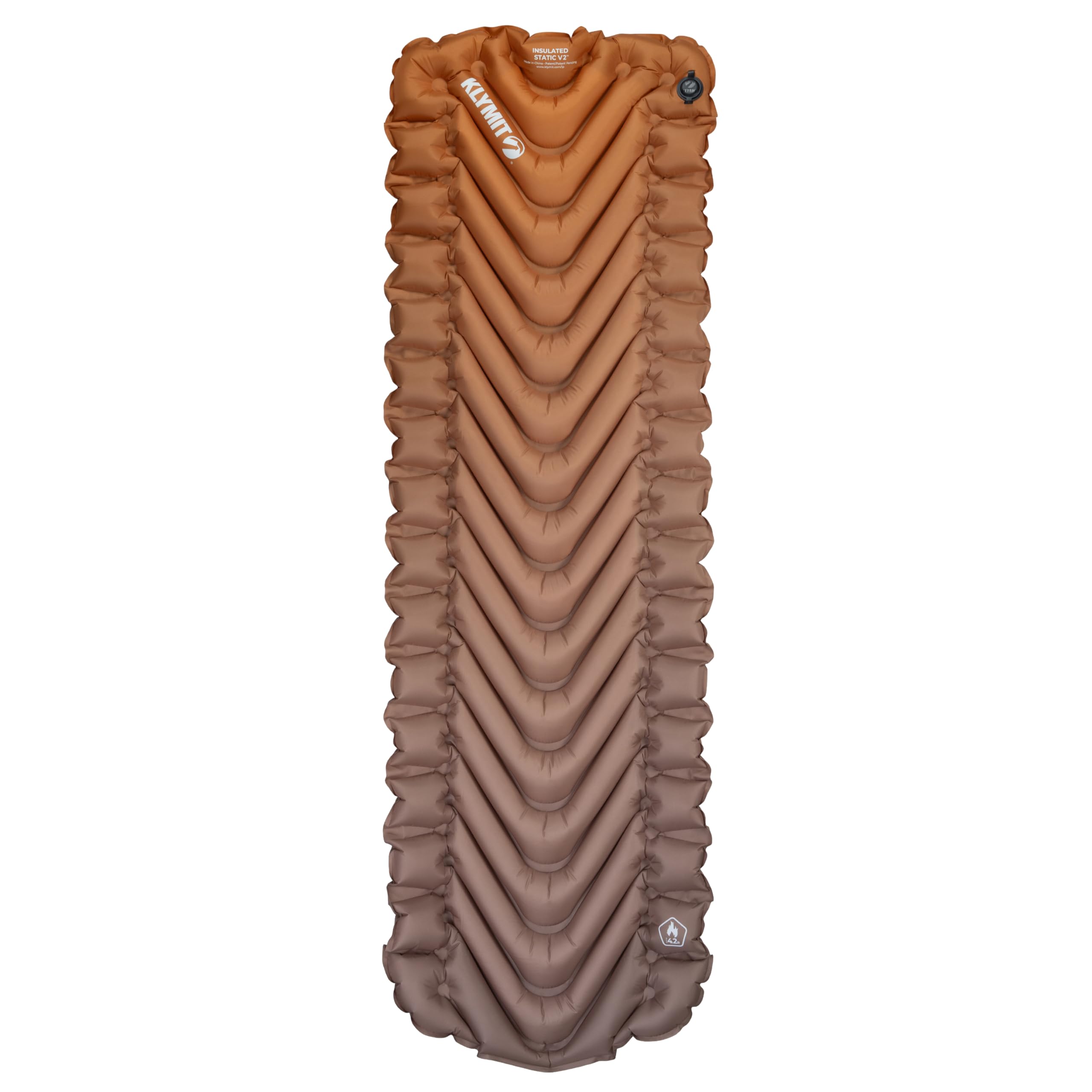 KLYMIT Insulated Static V2 valve for quick inflation and easy setup on camping trips.
