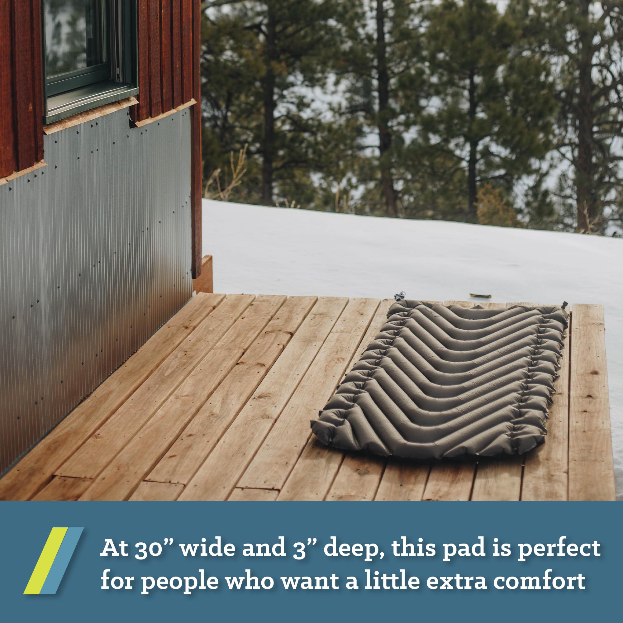 Klymit Static V Luxe rugged 75D fabric ensures durability.