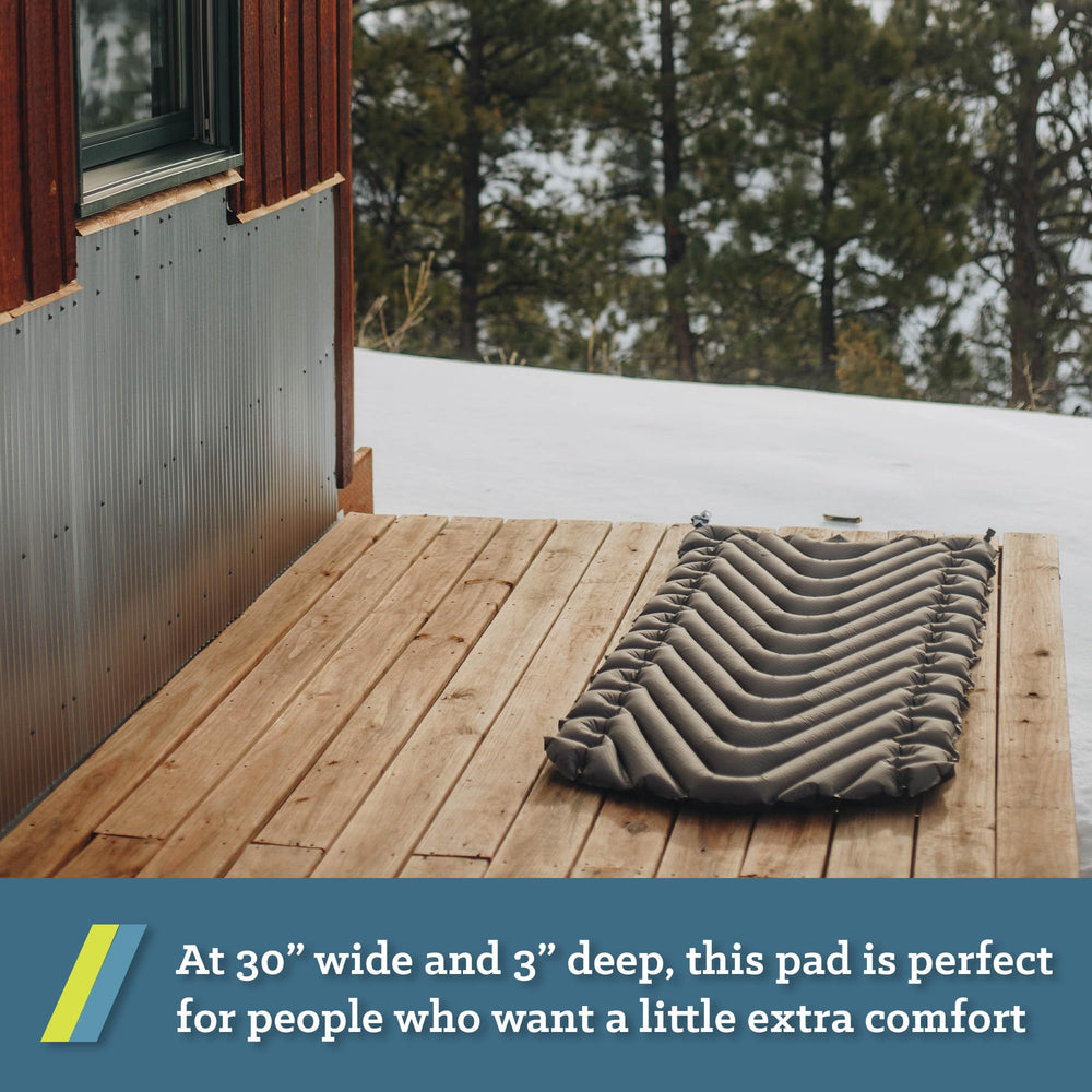 Klymit Static V Luxe rugged 75D fabric ensures durability.