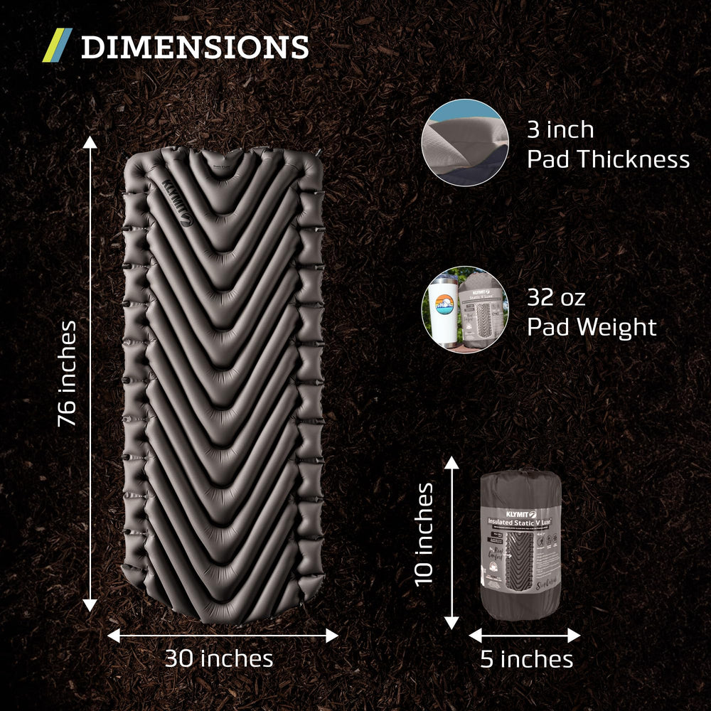 Klymit Static V Luxe packed size fits compact backpacks.