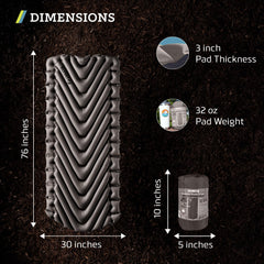 Klymit Static V Luxe packed size fits compact backpacks.