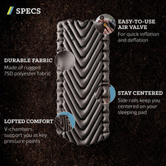 Klymit Static V Luxe side sleeping cradle supports better alignment.